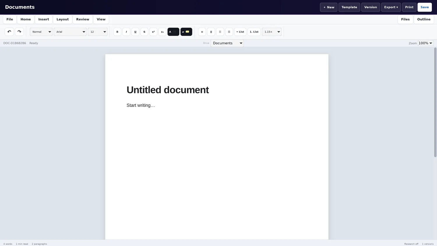 AIOTOR Office document editing interface